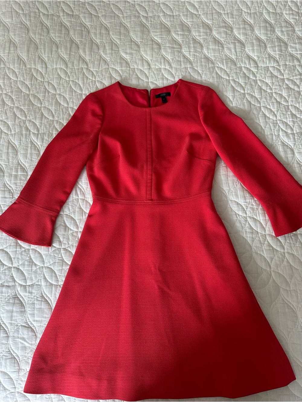 J. Crew Bright Coral A-Line Mid-Sleeve Dress